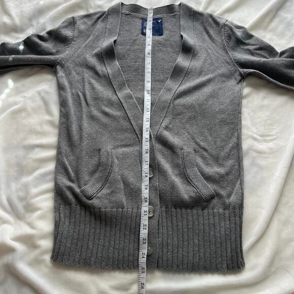 Y2K preppy American Eagle grey knit long sleeve button up cardigan size medium - Picture 8 of 8